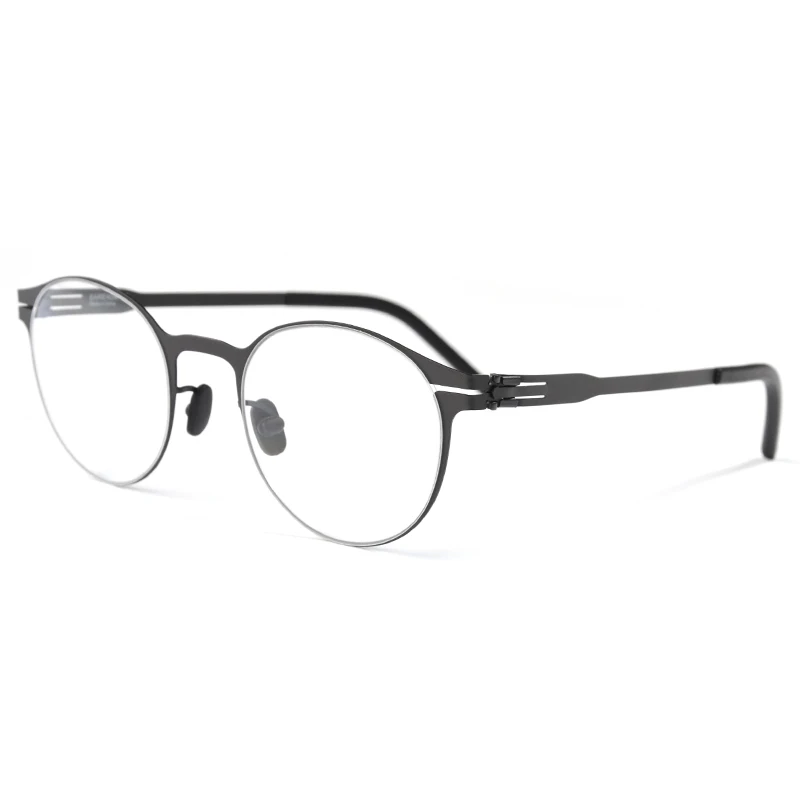 Germany Designer Screwless Vintage Round Eyeglasses for Men Super Thin Metal Retro Circle Lens Eyewear Frames Women