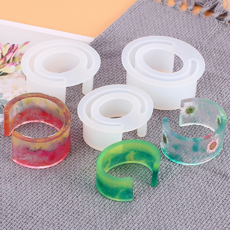 Clear Silicone Egg Shaped Bracelet Mould For Epoxy Resin Real Flower DIY Mold Open Design Bangle Mould Resin Molds