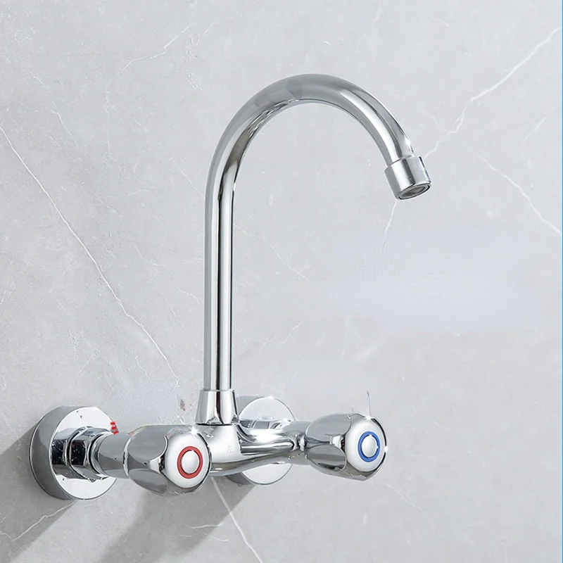 Dual-handle Dual-control Hot and Cold Kitchen Faucet In-wall Sink Faucet Balcony Laundry Pool Brass Mixing Valve Faucet