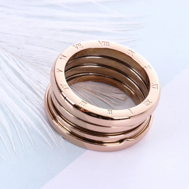 Classic Spring Numeral Ring for Men Women Rose Gold Color Stainless Steel Jewelry Gift (GR242)