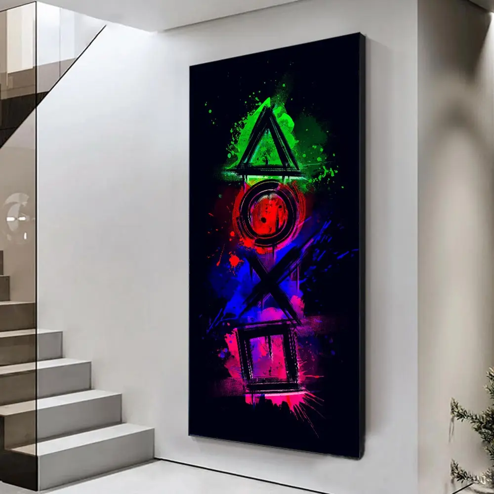 Modern Abstract Gaming Neon Canvas Paintings Playstation Posters And Prints Wall Art Pictures For Boys Kids Room Decor Cuadros