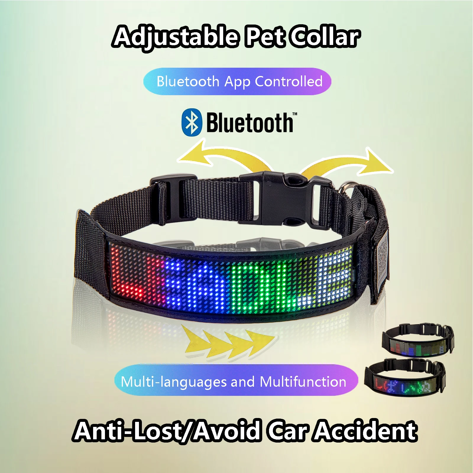 Imagem -05 - Led Dog Harness para Pet Decoração Programável Bluetooth Scrolling Light Gráficos de Texto Personalizados Luminado Multi-colorido