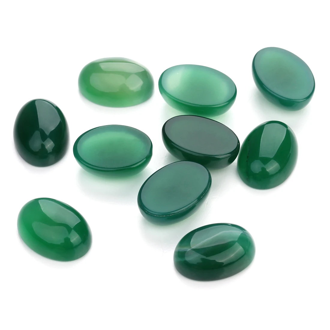 10pcs 10x14/13x18/18x25mm Natural Stone Beads Oval Green Jade Beads Cabochon Cameo Setting For DIY Jewelry Making Accessories