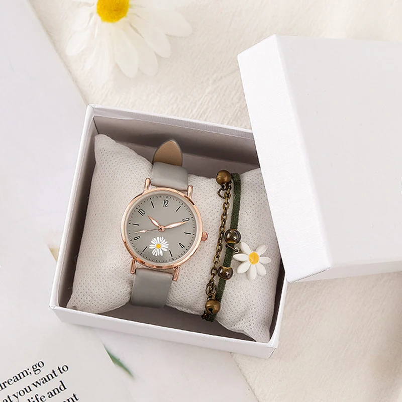 Elegant Quartz Watches Beautiful Casual Watches Ladies Daisy Bracelet Wristwatch For Women Lady LL@17