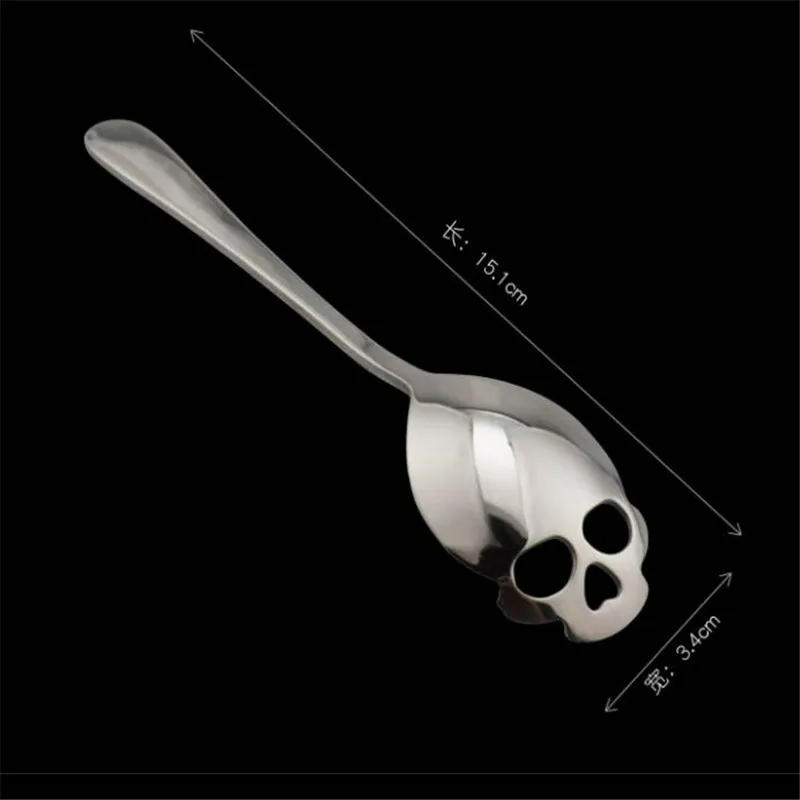 1PCS Skull Spoon Coffee Teaspoon whipped coffee Steel Mixing Dessert Novelty Drink Tableware Kitchen Tools koffielepeltjes