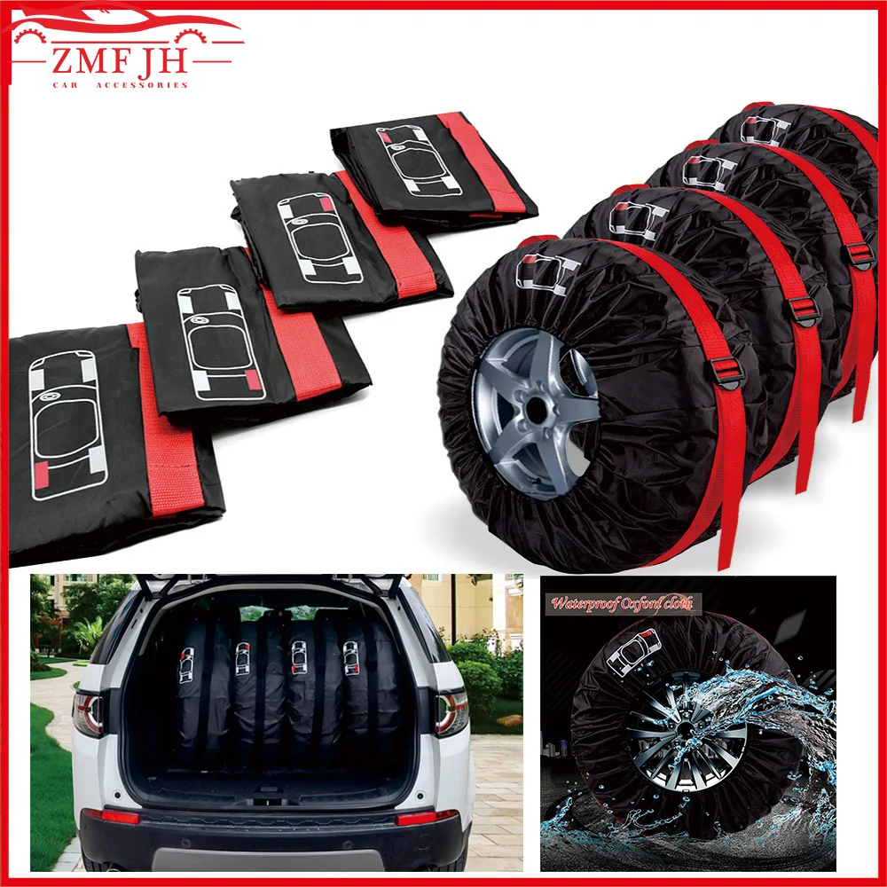 New Car Spare Tire Cover Case 4PCS 13-20Inch Polyester Tires Storage Bag Carrier Auto Tyre Wheel Protector Dustproof Waterproof