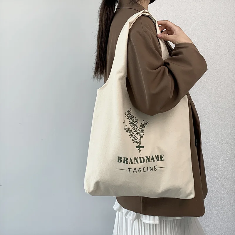 Women Canvas Leaves Flower Tote Shopper Bags Ladies Casual Cotton Cloth Shoulder Bag Eco Reusable Shopping Bag Girl Beach Travel