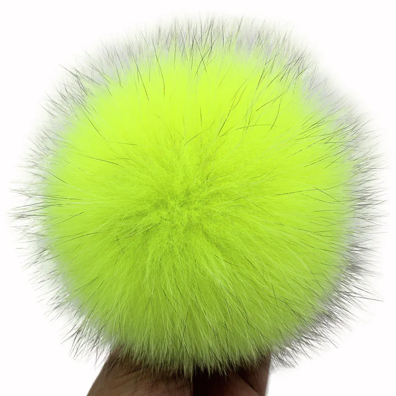 15-16cm Fur Raccoon Pom Pom Huge Fur Pompoms Turquoise Fur White black Coral Pink Raccoon Real Fur Poms Pompom For Hat Beanie