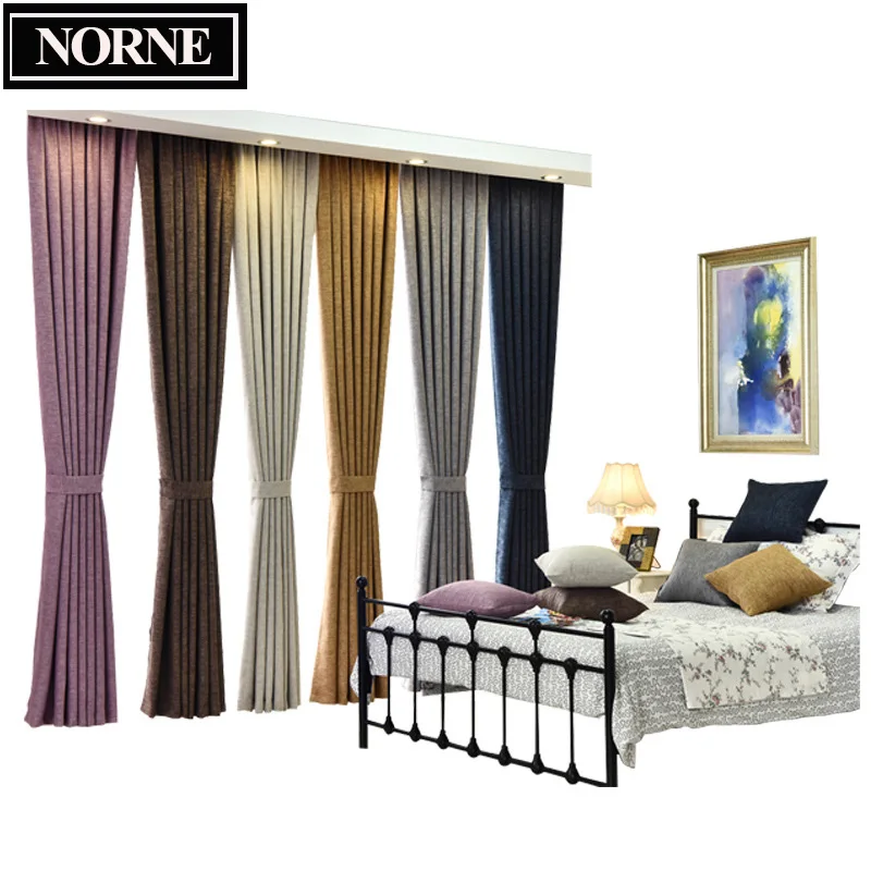 NORNE-Solid Color Faux Linen Curtains for Living Room, Bedroom Window Curtain, Kitchen Blinds Drapes, Custom Made, Darkening