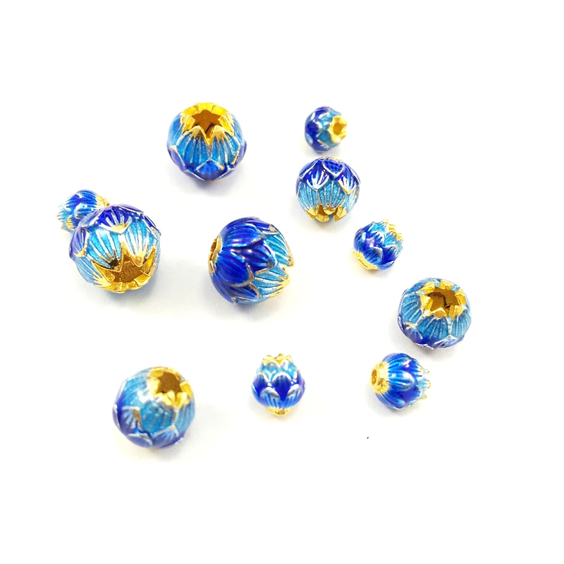 

3pcs Cloisonne Enamel Lotus Flower Beads DIY Copper Accessories Septum bead Jewelry Making Earrings Necklace Bracelets