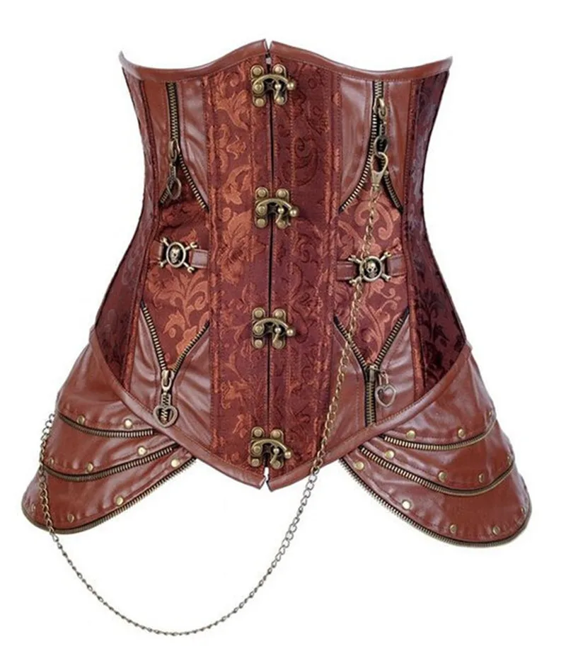 

HighQuality Sexy Brown Steampunk Corset Women's Bustiers & Corsets Goth Underbust Cupless Waist Cincher Corset Bustier Top