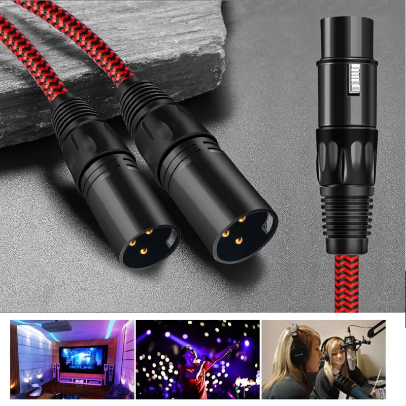 Cable de Audio para micrófono XLR hembra a XLR macho Dual para consola mezcladora, preamplificador, divisor en Y para estudio de escenario, cables blindados