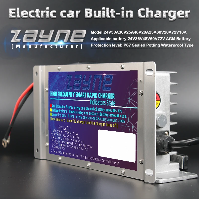 Factory direct sales Waterproof Built-in Car Charger for 24V 36V 48V 60V72V Electric golf cart Ship Power AGM Lead acid Battery