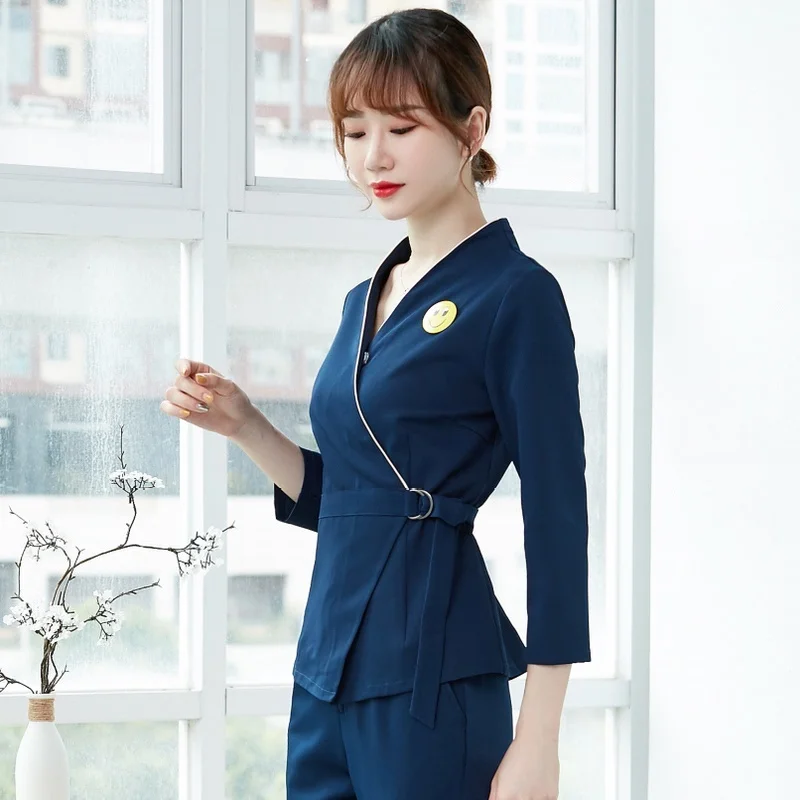 Woman Beauty Salon Uniforms Massage Sauna Foot Bath Workwear Beauty Clothing Beautician Work Clothes Uniforme Spa Uniform DD2601