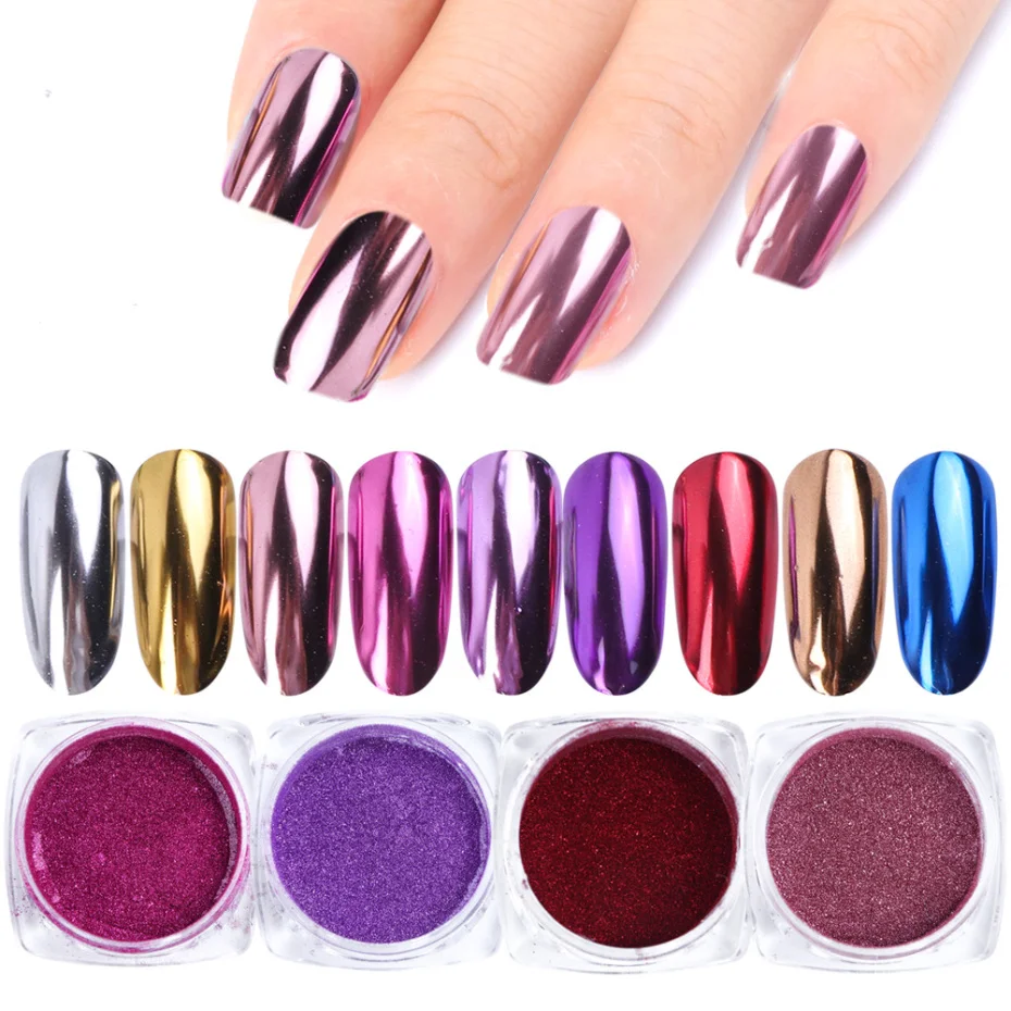 0.5g Nail Mirror Glitter Powder Metallic Color Nail Art Gel Polishing Chrome Flakes Pigment Dust Decorations Manicure TRC/ASX-1