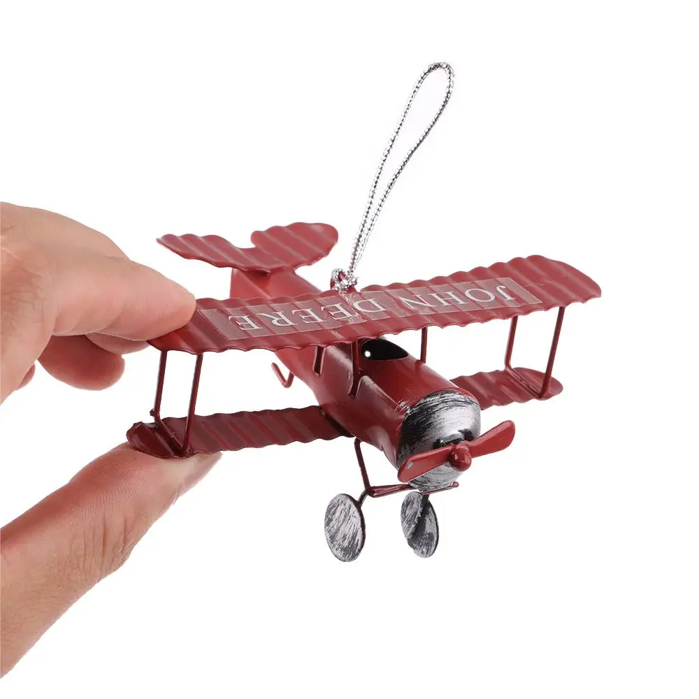 1Pc Mini Biplane Figurines for Home Decor Metal Iron Air Plane Model Aircraft Vintage Hanging Planes Miniature Kids Gifts 2023