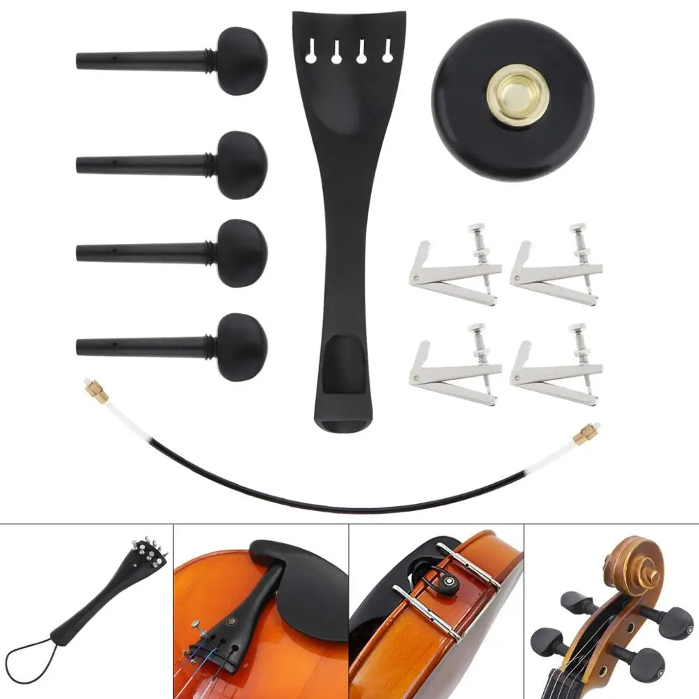 11 In 1 Set Universal Ebony Cello Accessories Kits Units Professional Ebony Material Violoncello Parts Assembly Component