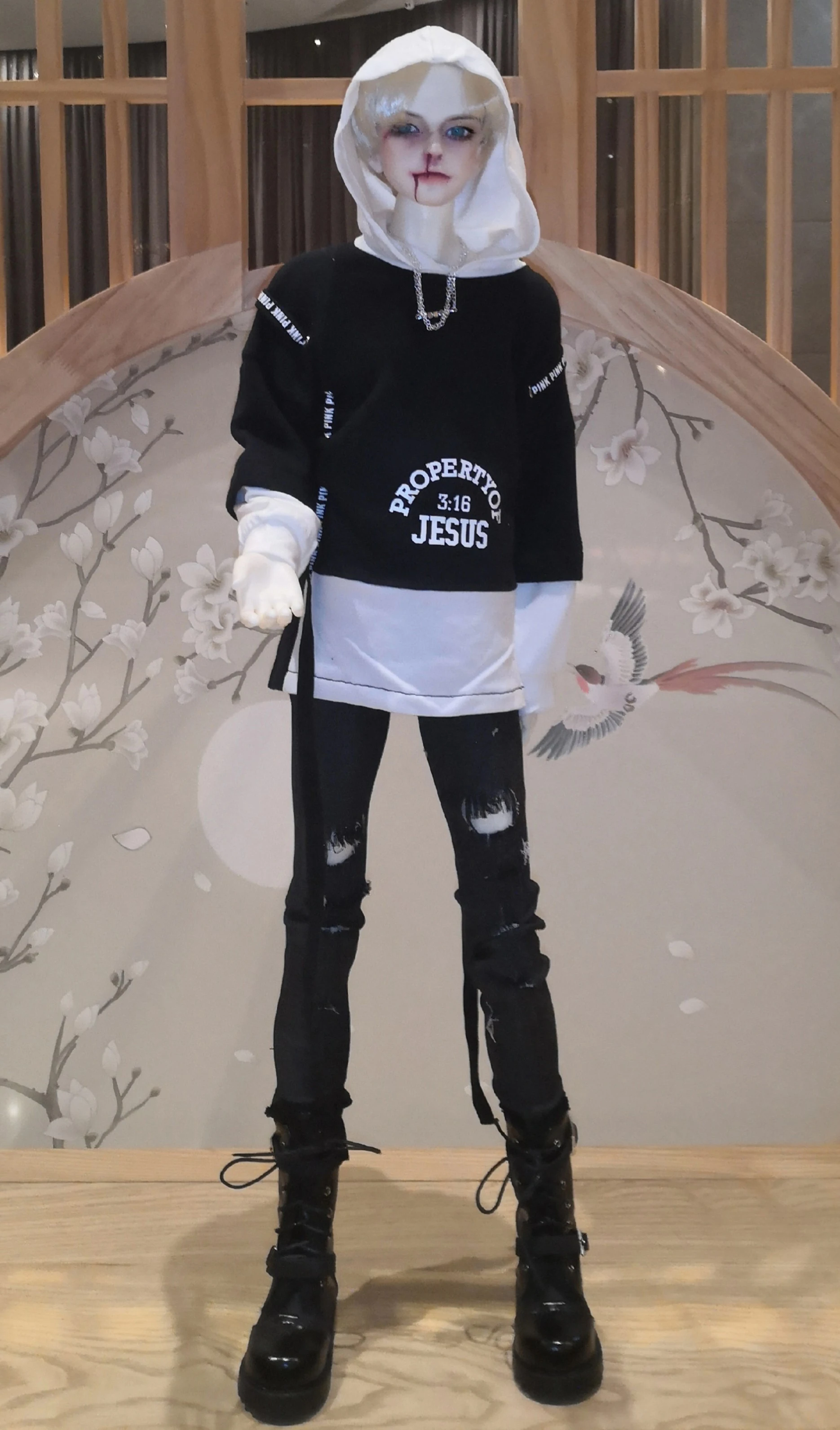 D03-P393 kinderen speelgoed BJD DD MSD 1/6 1/4 1/3 oom ID75 poppenkleertjes aangepaste Zwarte denim gescheurd gat broek ruwe randen 1 stks