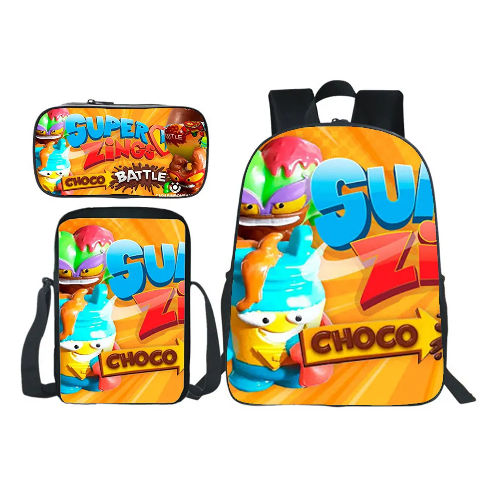 

SuperZings Backpack School Bag 3pcs Set Cartoon Game Super Zings Series Teens Bookbag Rucksack Pencil Case shoulder bag Mochila