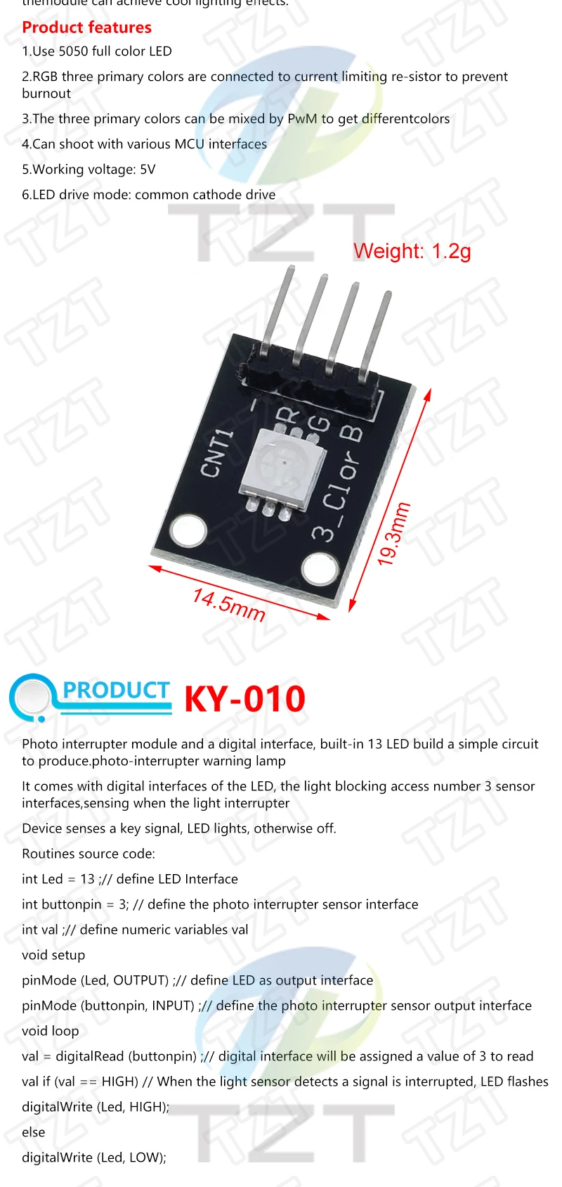 Für Arduino 45 Arten von Sensoren Digitaler Temperatur-Feuchtigkeits-RGB-LED-Boden-Buzzer-Ton-Ultraschall-Regentropfen-Sensormodul DHT11 – Detail 8