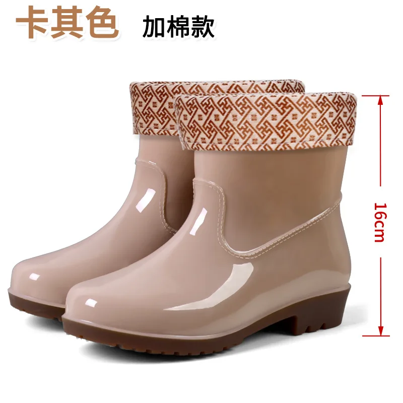 Ankle Rain Boots Women Rubber Shoes Men Bottine Femme Slip on Shoes Winter Plus Cotton Couple Rain Boots Waterproof Work Boots