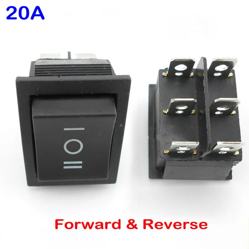 20A 12V Forward Reverse Toggle Switch Inverted Control Converter for DC Motor Rocker Power 6 Foot 3 Gear Button Switch CW CCW