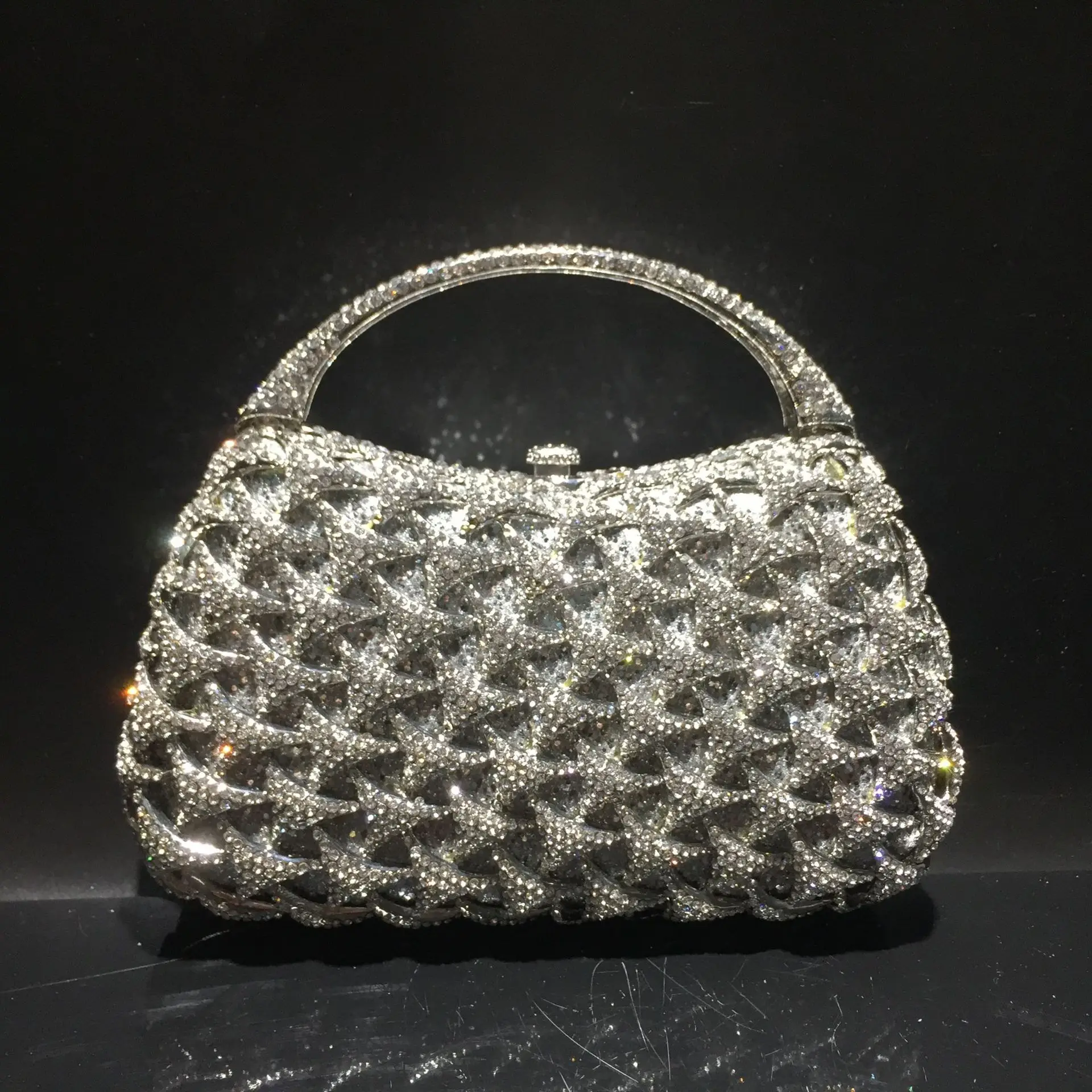 

19x10CM Rhinestone Bag Corrugated Metal Crystal Evening Bag Diamond Bag Clutch Bag a6910