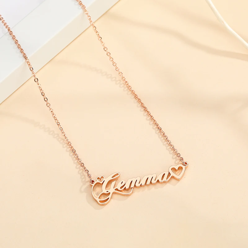 DODOAI Custom Necklaces Personalized Name Necklaces Jewelry Personality Letter Choker Necklace With Love Women Girls Mother Gift