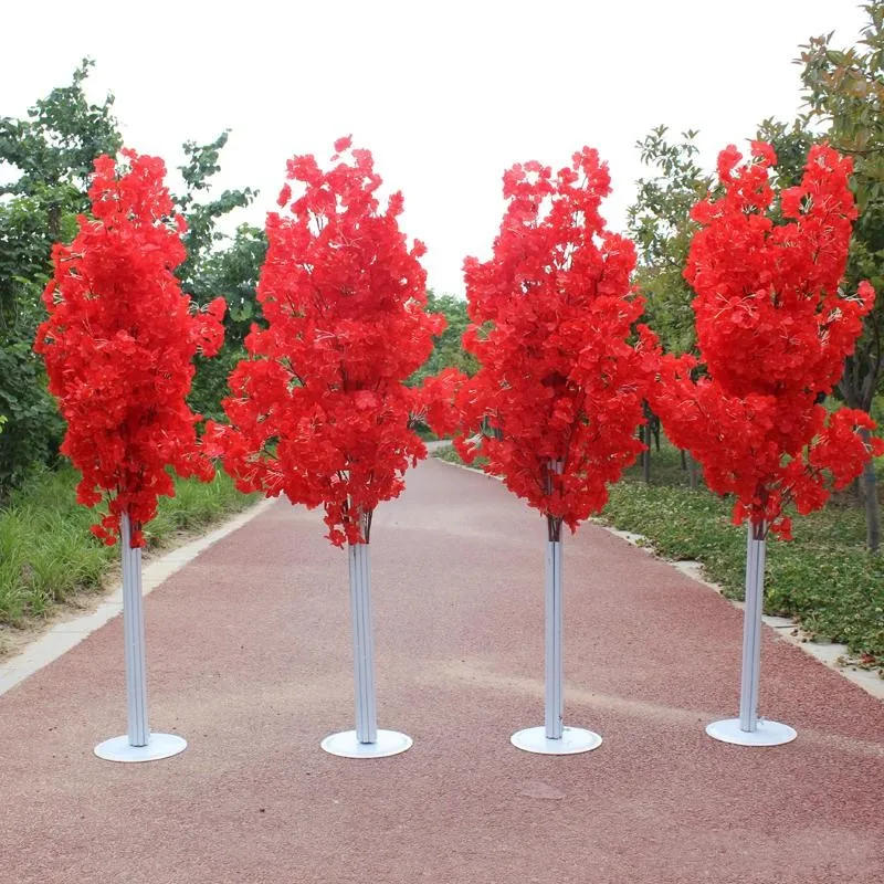 

10Pcs Colorful Artificial Cherry Blossom Tree Roman Column Road Leads Wedding Mall Opened Props Iron Art Flower Doors