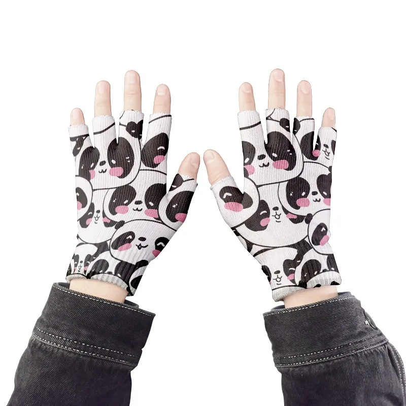 Mini gants demi-doigt animal pour femmes, gants sans doigts colorés et mignons, sports décontractés, gants d\'équitation unisexes, gants de travail