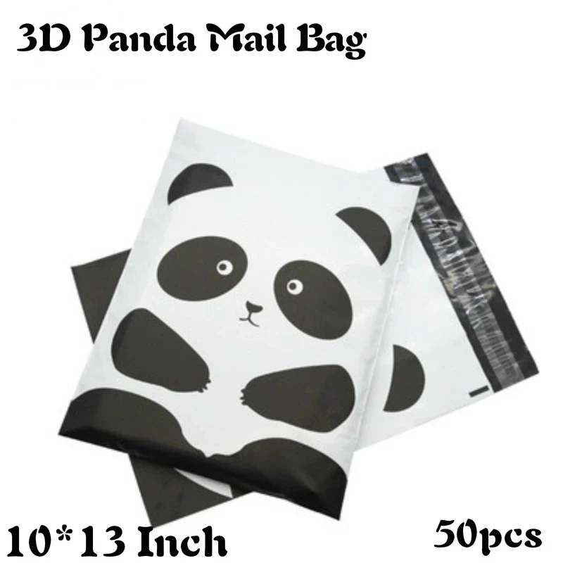 New 50pcs/lot Cartoon Clothing Express Bag 3D Panda Plastic Self-Seal Adhesive Mailer Mailing Bags Waterproof Poly Packaging Bag