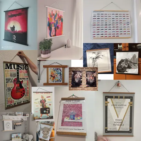 40x50 50x70 60x90 Guld Silver Magnetisk Posterhängare Gyllene Svart Valnötsträ Målning Fotoram Canvas Scroll Väggmagnet 10 best sales 60x90 - №2