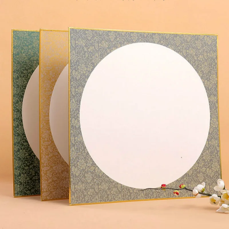 10pcs Chinese Xuan Paper Card Raw Xuan Paper Thicken Soft Calligraphy Painting Mounting Paper Cards with Silk Carta Di Riso