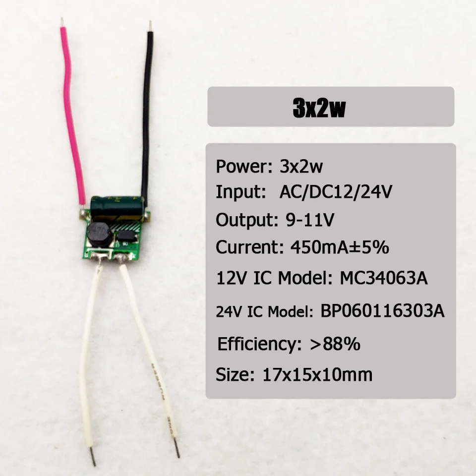 20pc LED Driver AC/DC12V/24V 300mA 600mA 3x1W 3x2W 3x3W 4-7W 5CM Cable PCB LED Power Supply Lighting Transformer For light Bulbs