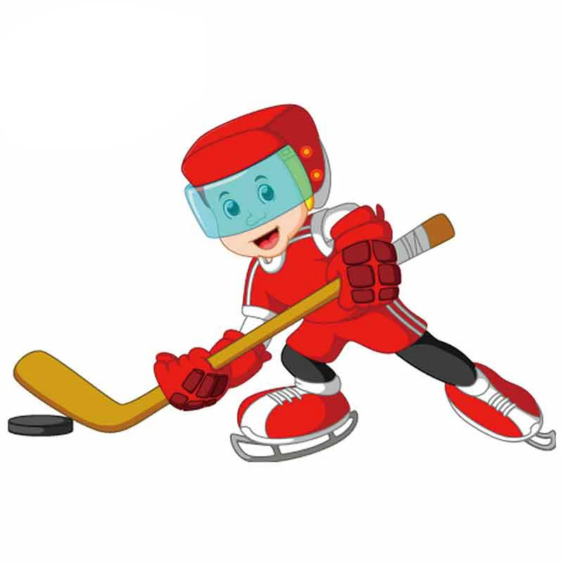 Cartoon Boy Hockey Player Car Stickers Waterproof Car Styling for Bicycle,Laptop,Skateboard,Luggage,Wall ,Fridge VAN RV Decals