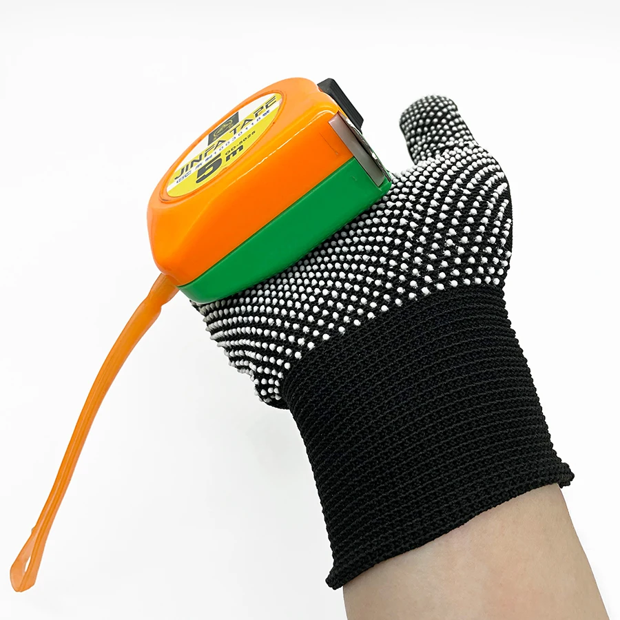 Nylon Thin Non-Slip Work Gloves Dot Beads Black Color Wear-Resistant Anti-Skid Site Anti-Fouling Moving Brick Protective Gloves