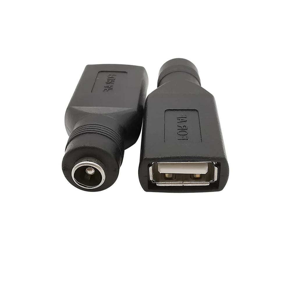 2Pcs DC Power 5.5x2.1mm Female To USB Female Adapter 5V DC Jack To USB Jack Charging Interface Converter Connector Accessories