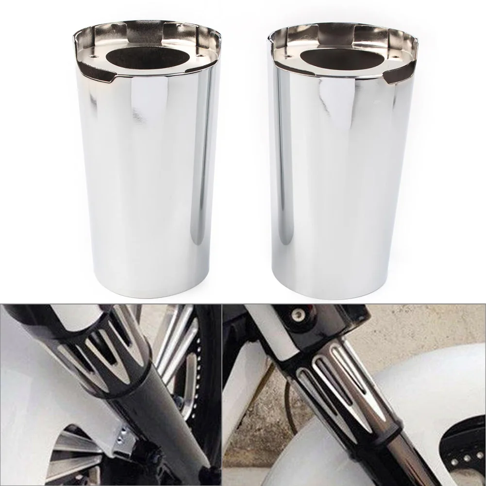 1Pair Chrome Motorcycle Front Fork Slider Covers for Harley Touring Electra Street Tri Glide 2014 2015 2016 2017 2018 2019 2020