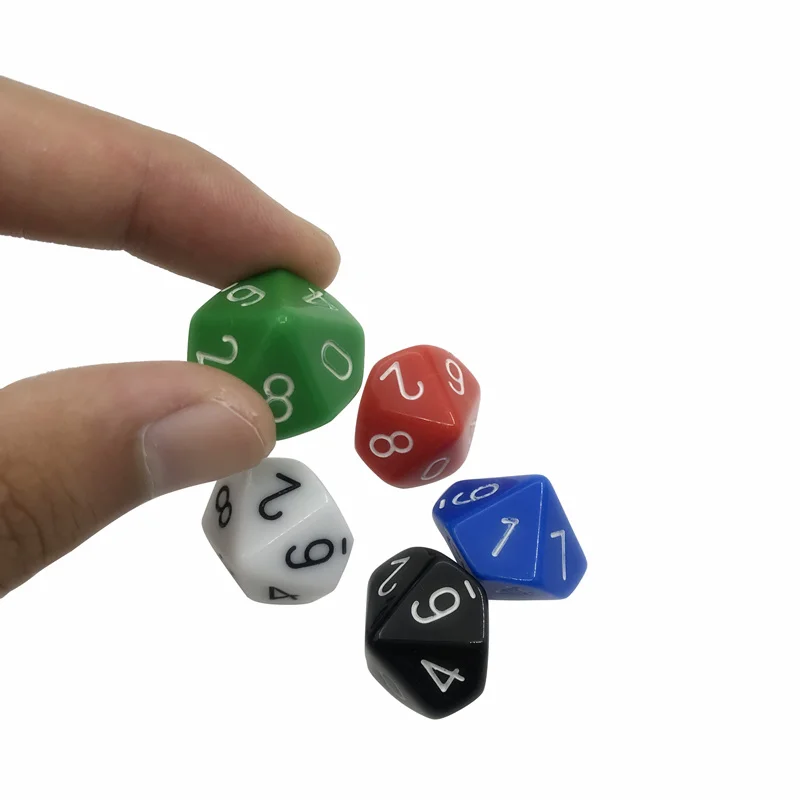 Juego de dados multifacetados para entretenimiento, dados de esquina redondeada acrílica, 5 unids/lote, Multicolor, D10