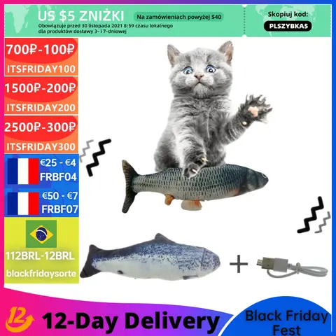 28CM Cat Fish Toy USB Electric DCPET