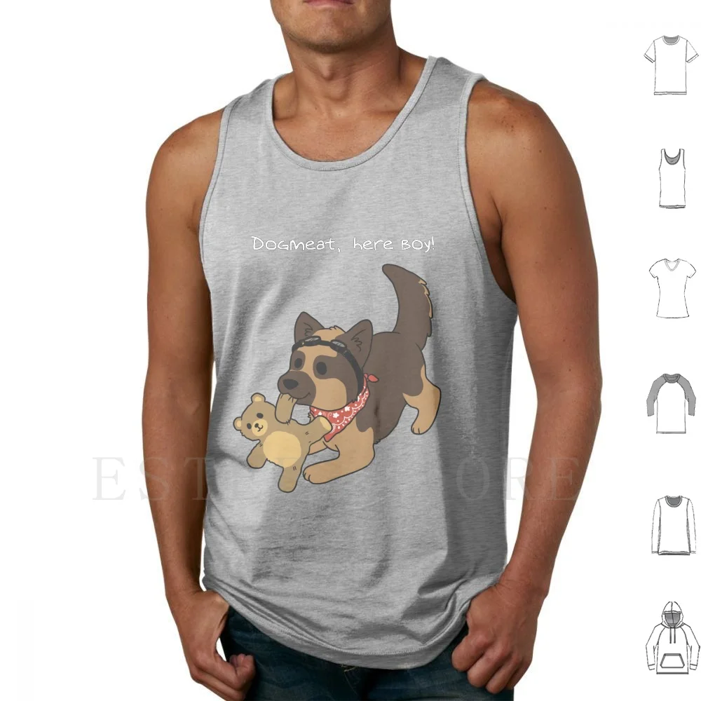 Dogmeat Tank Tops Vest Sleeveless Teddy Dogmeat German Shepherd Toy Playing Cute Goggles Bandana Paisley Chibi Smol Small
