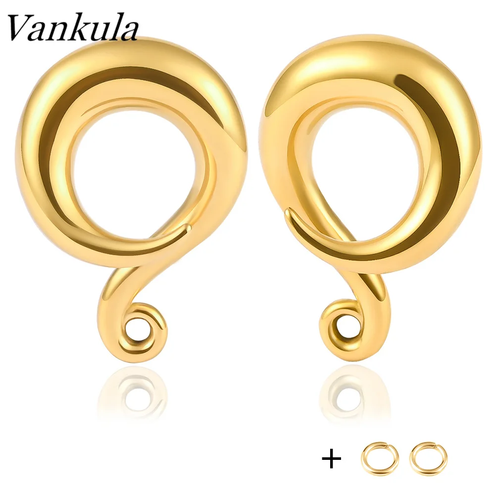 Vankula Wholesale 10pcs New Arrival Stainless Steel Twist Hooks PVD Plating Ear Hanger Weights