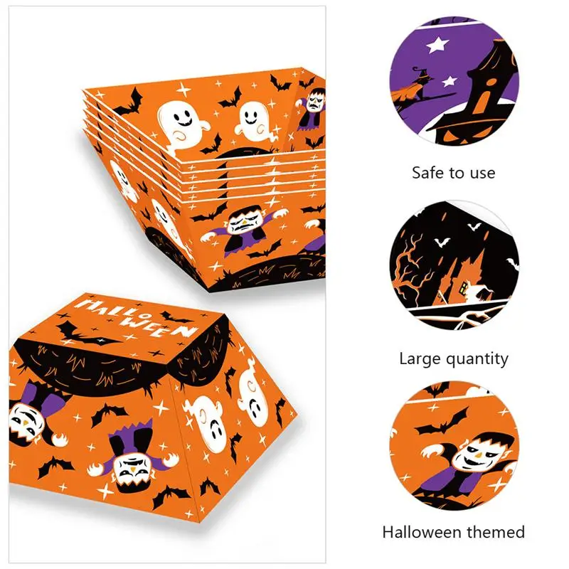 12pcs Halloween Snack Boxes Party Dessert Snack Boxes Popcorn Chocolate Boxes Spider Party Gift Popcorn Biscuit Chocolate Box