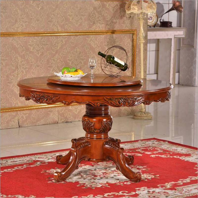 Modern Style Italian Dining Table, 100% Solid Wood Italy Style Luxury round Dining Table Set o1127