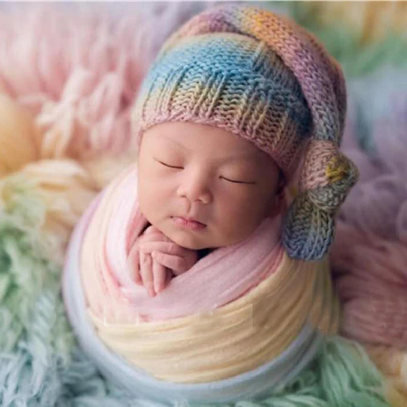 ❤️Newborn Photography Clothing Rainbow Wraps Baby Shoot Backdrop Blanket Studio Infant Photo Props Accessories Stretch Wrap