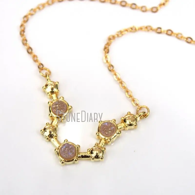 

NM12483 10Pcs Necklaces White Shimmer Round Shape Druzy Crystal Gold Color Antler Shape Chains Necklaces Sale 18inch-32inch