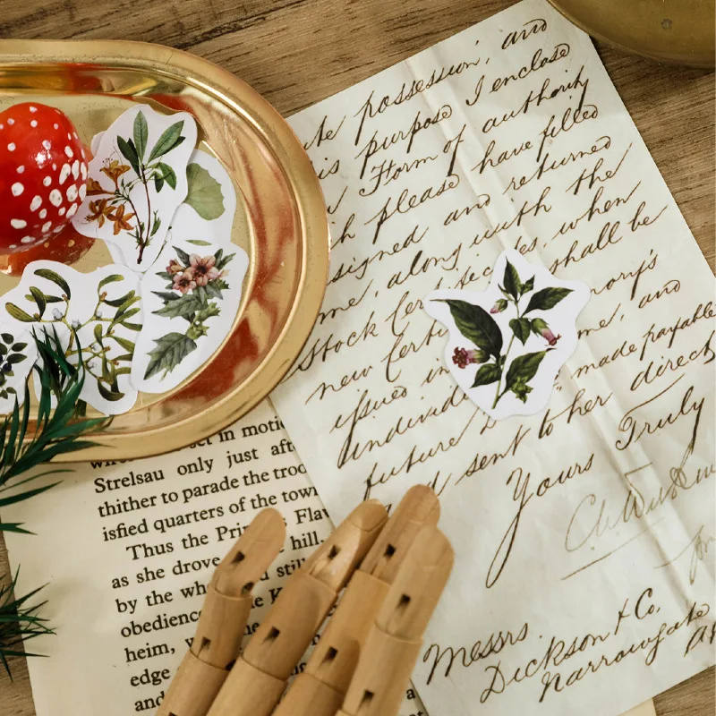 46 قطعة/صندوق مصنع البحوث معهد ملصقات الزخرفية سكرابوكينغ التسمية ألبوم مذكرات الهاتف الرجعية زهرة يترك مجلة مخطط