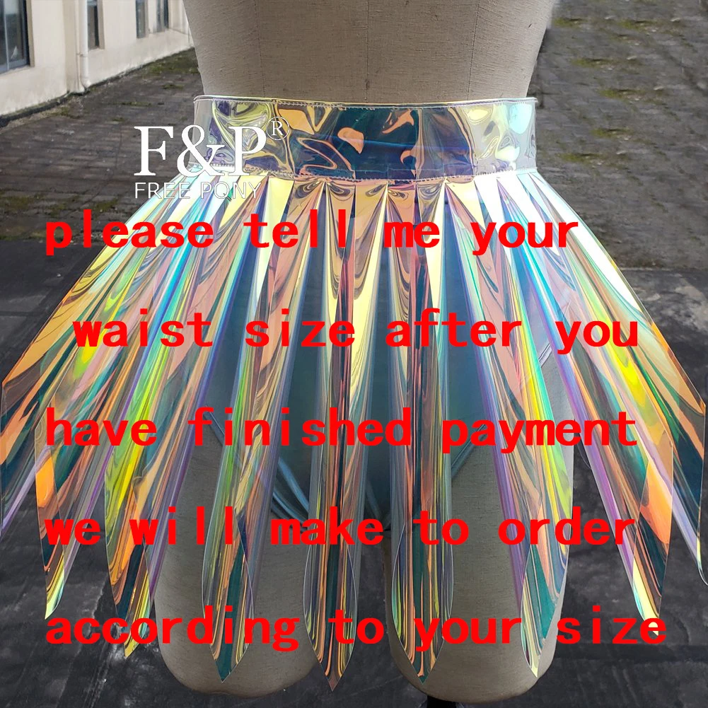 Handmade Plus Size Clothing Holographic Plastic PVC Tutu Skirt Drag Queen Costume Burning Man Festival Pole Dance Bottom