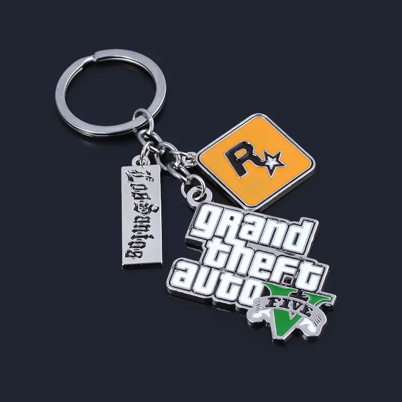 Fashion Jewelry PS4 GTA 5 Keychain Grand Theft Auto V Keyring car pendant Accessories