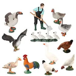 Hand painted Simulation Chicken Duck Goose Farm animal model Action Figures,figurines  decoration accessories Pvc Crafts statue
